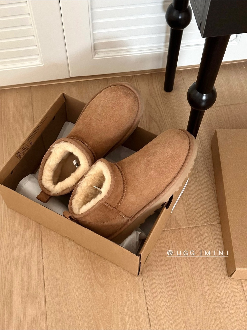 UGG Mini Chestnut Suede Sheepskin Ankle Boots